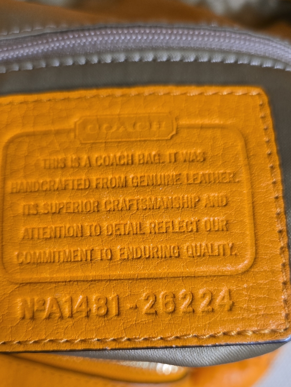 Coach Edie Orange Pebbled Leather Shoulder Bag - Picture 8 of 13